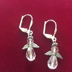 Small Clear Crystal Angel earrings, NWT